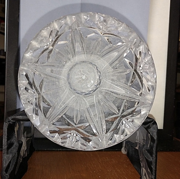 VTG Bohemian CZECH CRYSTAL CUT Clear Diamond Cut Pattern Gorgeous Vase Heavy - Picture 3 of 11